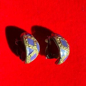 Vintage Purple and Gold Clip-On Earrings